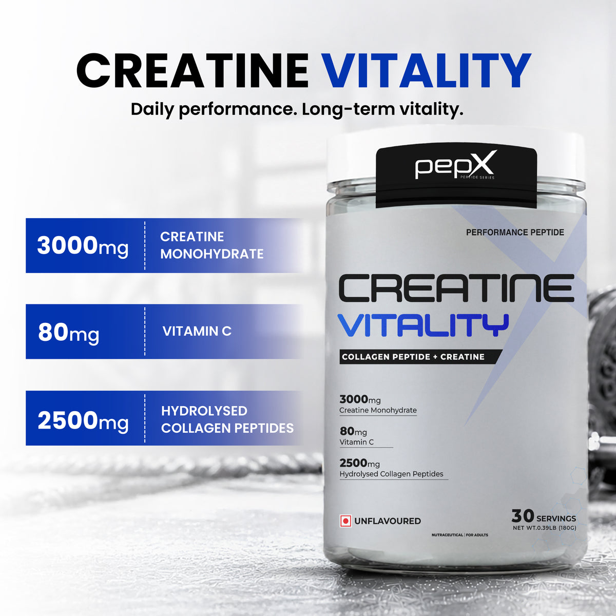 Ingredients of PEPX Creatine Vitality Unflavored