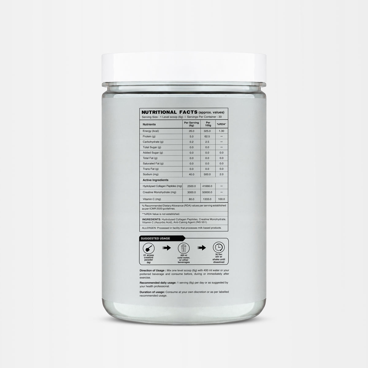 Nutritional Facts about PEPX Creatine Vitality Unflavored 
