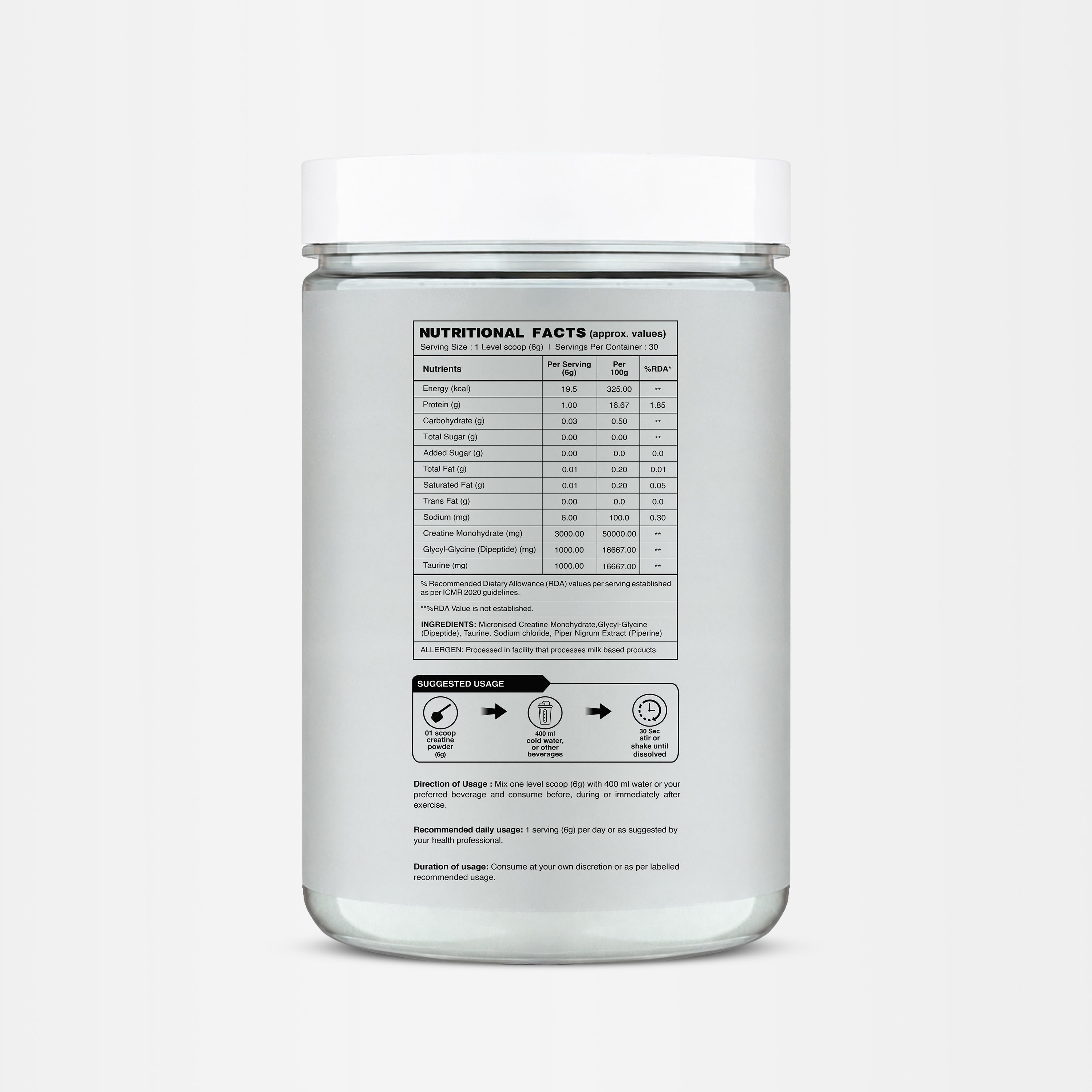 Nutritional Information about PEPX Creatine Peptide Unflavored